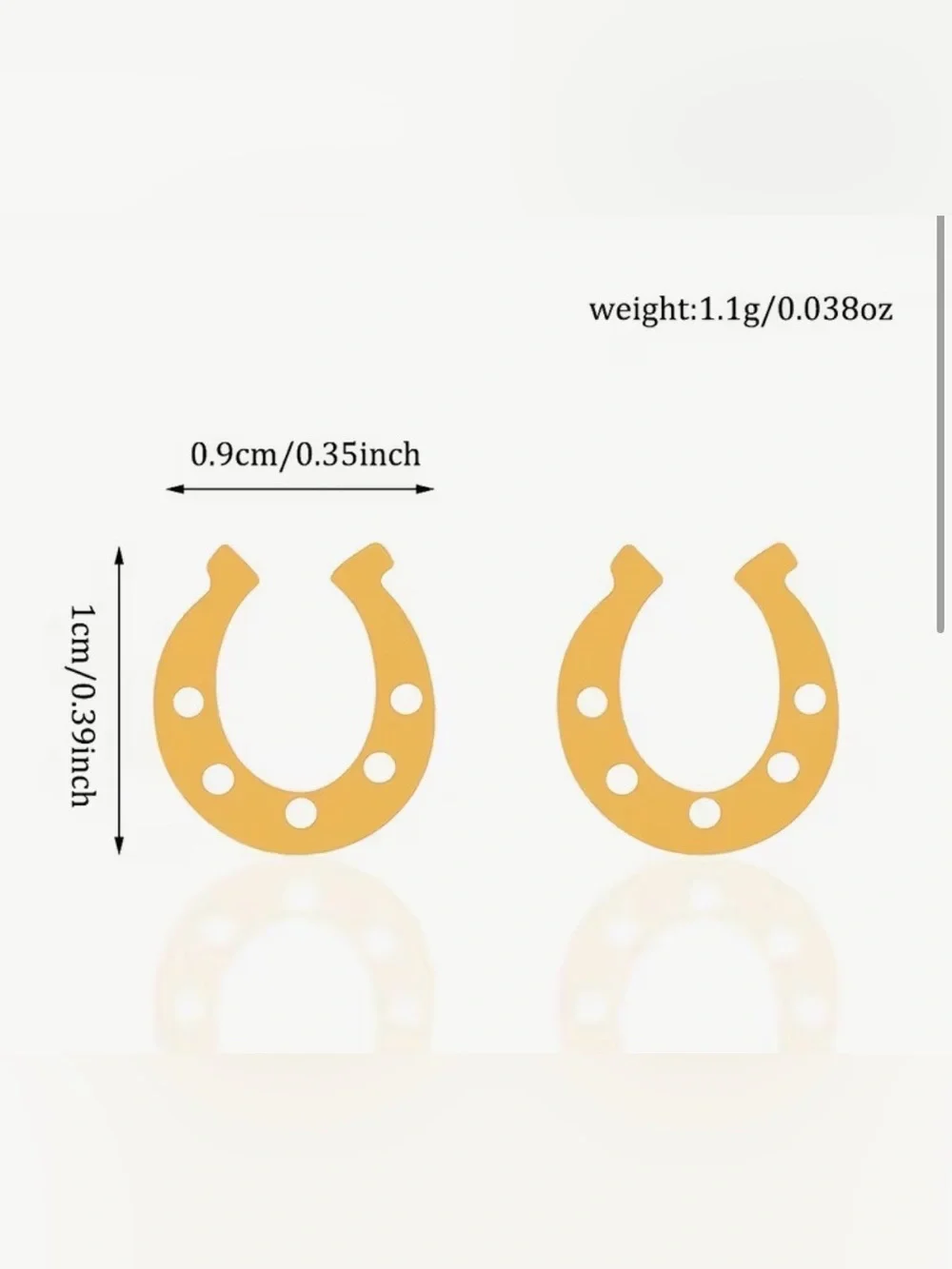 Horseshoe Stud Earrings - Gold, Silver, Black - New